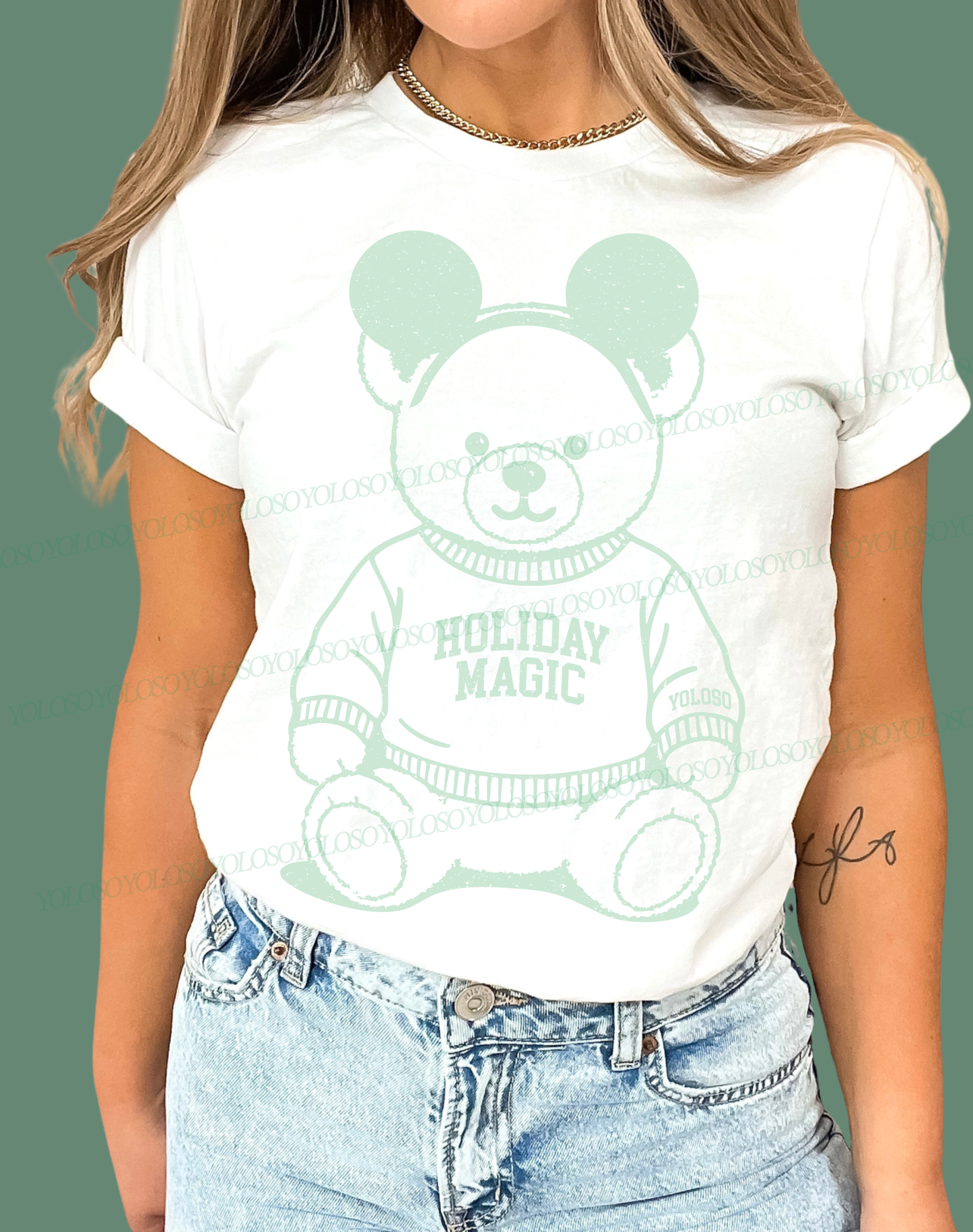Mint Holiday Bear Tee