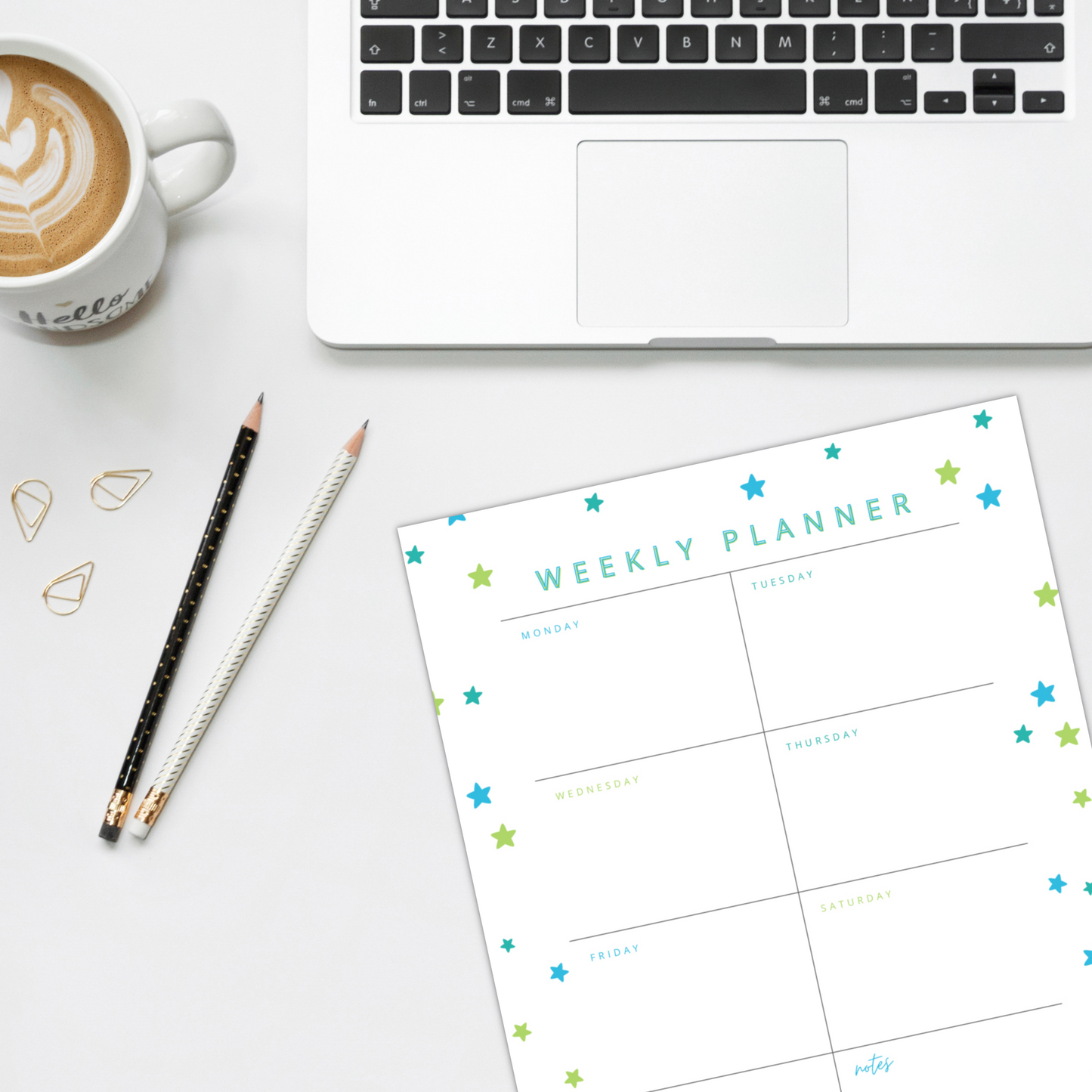 Colorful Stars Weekly Planning Sheet | DIGITAL DOWNLOAD