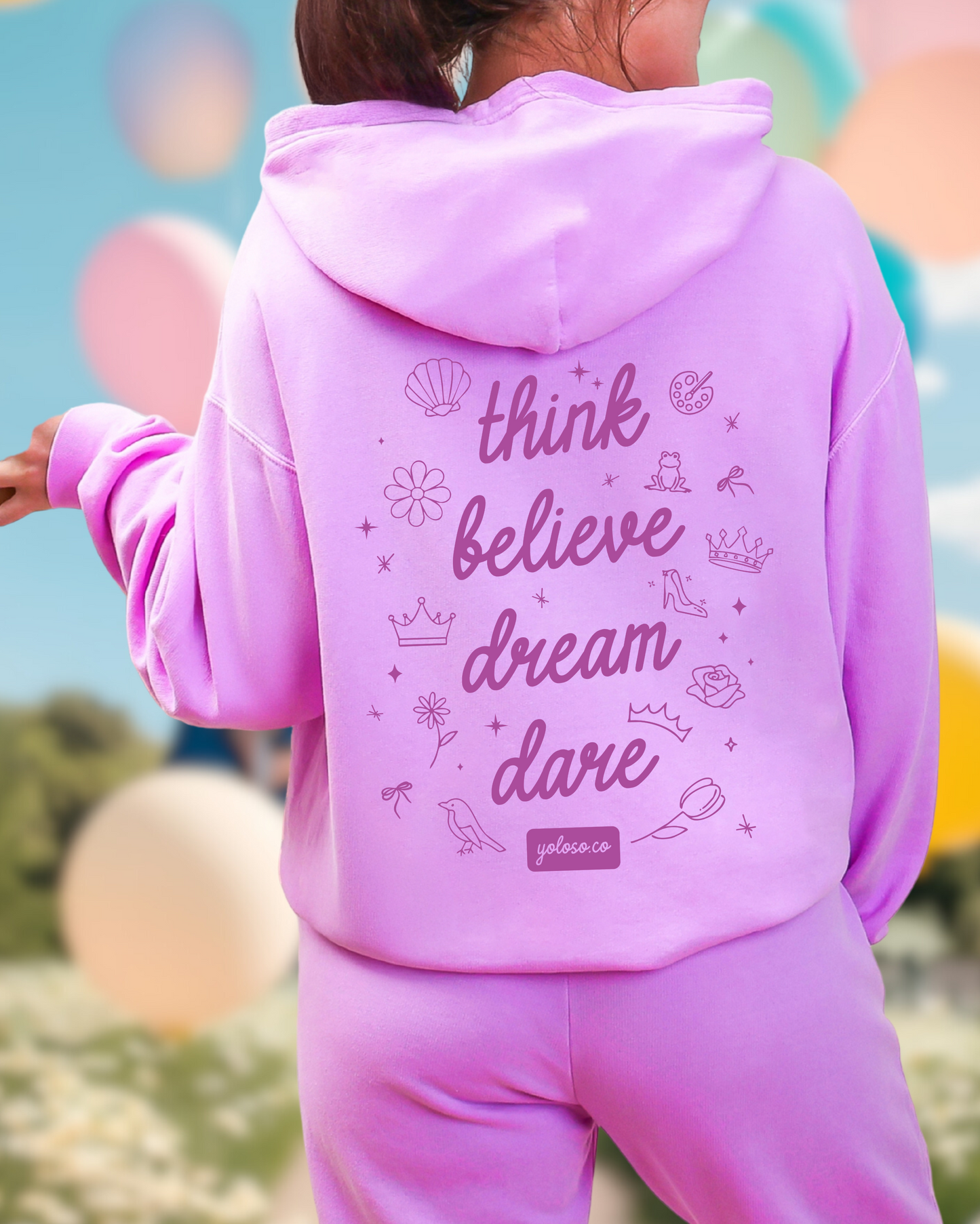 Think Believe Dream Dare Hoodie (Neon Violet)