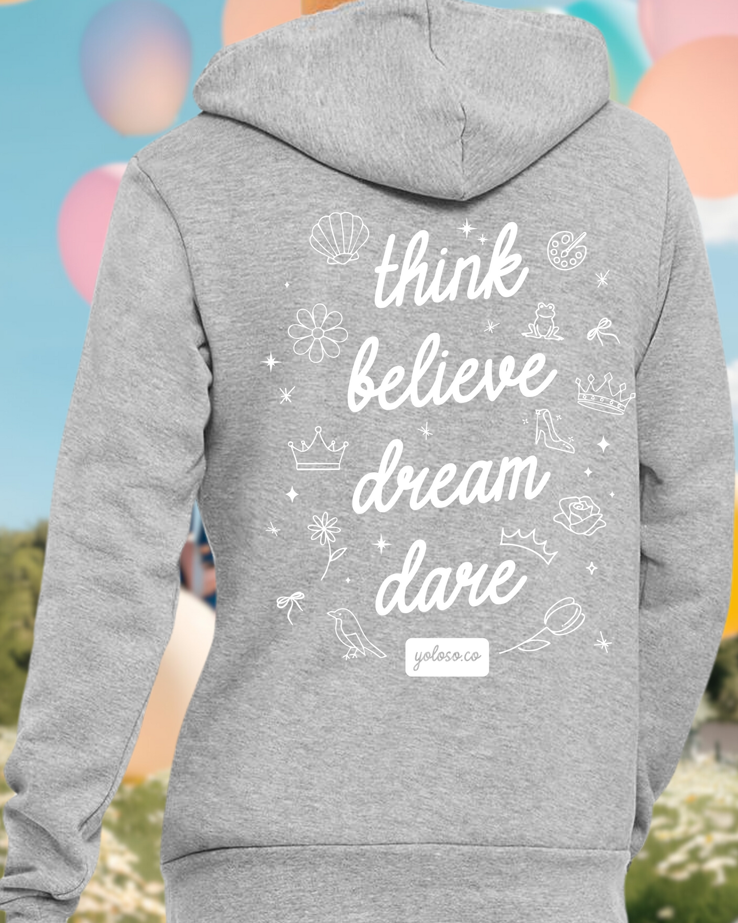 Think Believe Dream Dare Hoodie (Athletic Grey)