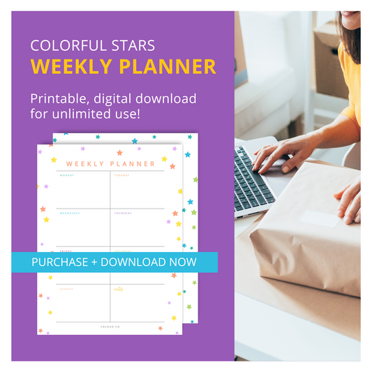 Colorful Stars Weekly Planning Sheet | DIGITAL DOWNLOAD