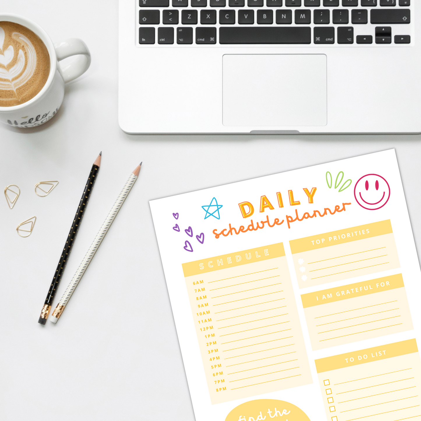 Doodles Daily Planning Sheet | DIGITAL DOWNLOAD