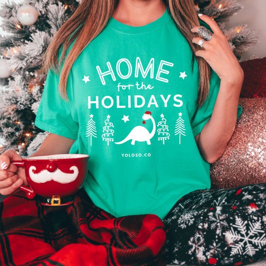 Home for the Holidays - Green HS Comfort Colors tee